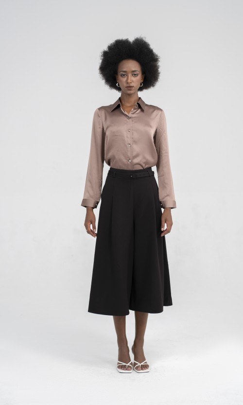 SIXDO Black Wide Leg Tuytsi Pant